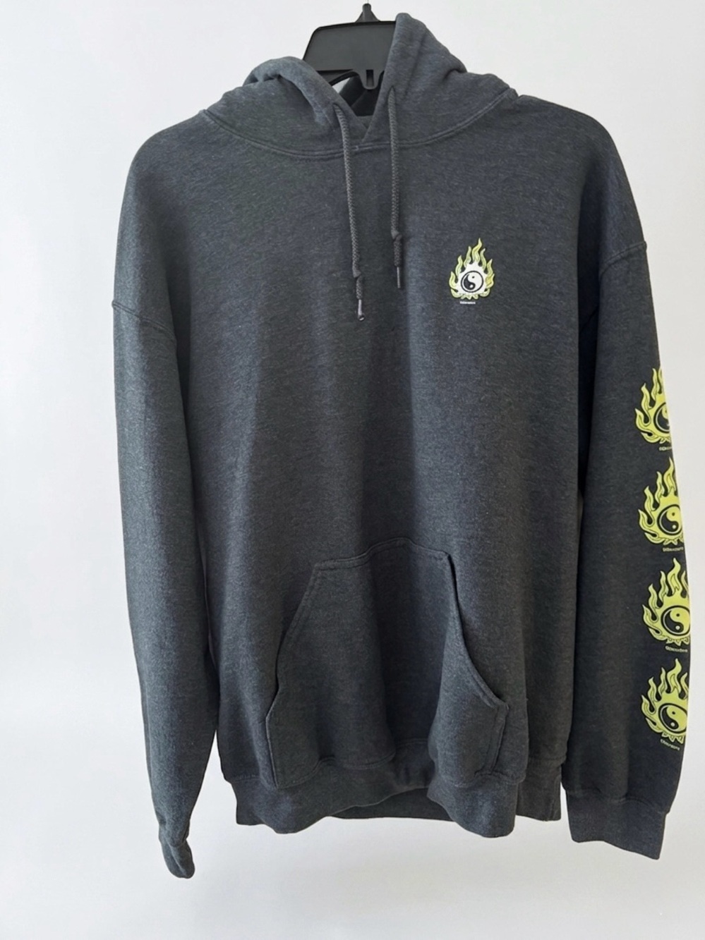 BDG Urban Outfitters Unisex Obscura Yin Yang Flame Hoodie Charcoal Gray Medium